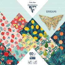 Pack 60 Origami sheets Shibori Fruity Garden - 15x15 cm