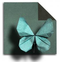 Iridescent origami paper shadow-fold Bleu Azurite