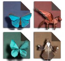 Iridescent origami paper Pack Shadow-fold - 4 colors