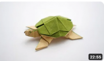 5 GreenTissue-foil Papers 20X20 cm (6x6) - ORIGAMI TURTLE