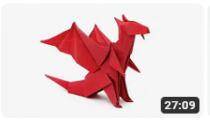 5 RedTissue-foil Papers 20X20 cm (6x6) - ORIGAMI DRAGON