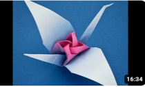 1 Double-sided Extra Large sheets Pink/White 30x30 cm (12''x12'') - ORIGAMI ROSE IN CRANE