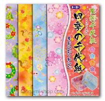 4 seasons - 15x15cm japanese origami paper spring summer fall winter