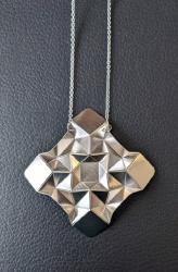 Rhodium Origami Jewelry by Garibi Ilan - Tesselation Pendant Templar Garden - 4.5x4.5 cm (1.8X1.8)