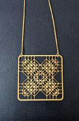 Gold coated Origami Jewelry by Garibi Ilan - Tesselation Pendant Pineapple - 5x5 cm (2x2)