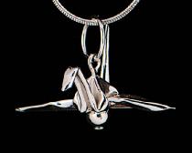 Silver crane pendant