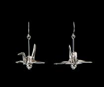Earrings - Fine Silver Cranes