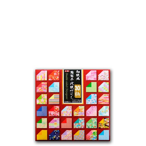 Pack: double-sided Washifu Ryomen Chiyogamitsukushi - 30 patterns - 120 sheets - 7.5x7.5cm (3"x3")