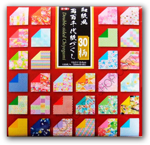 Pack: double-sided Washifu Ryomen Chiyogamitsukushi - 30 patterns - 120 sheets - 15x15cm