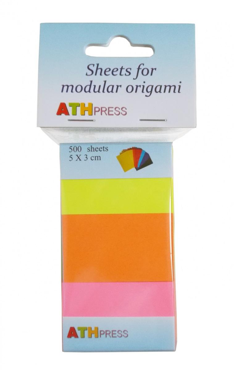 500 Sheets 5x3cm (2"x1.2") for 3D Origami - Chinese Modular - 6 mix fluo colors
