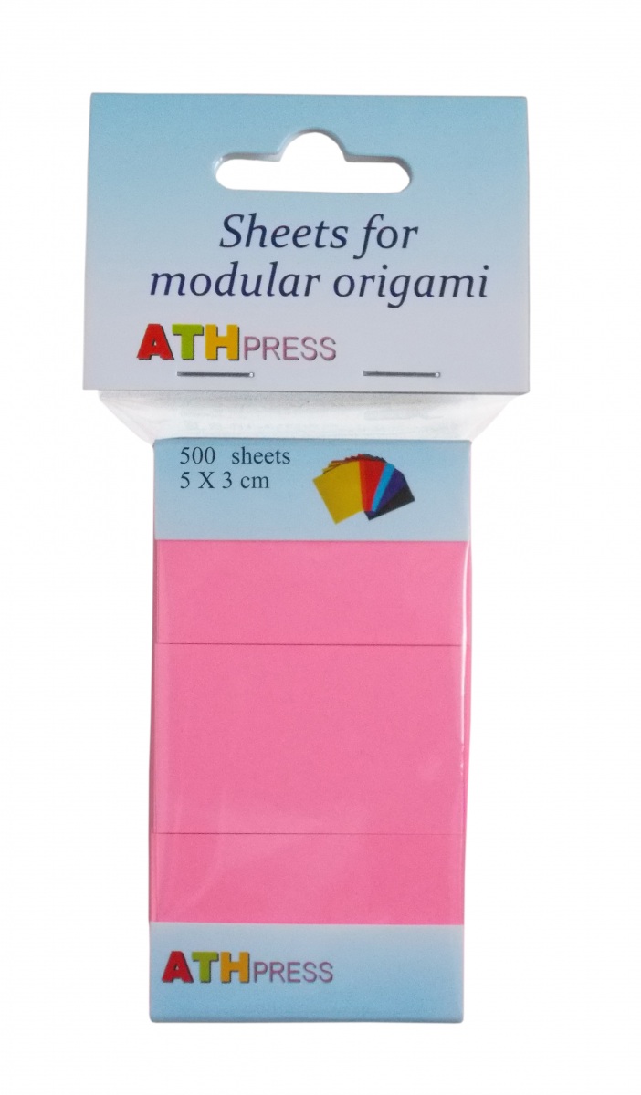 500 Sheets 5x3cm for 3D Origami - Chinese Modular - fluo pink