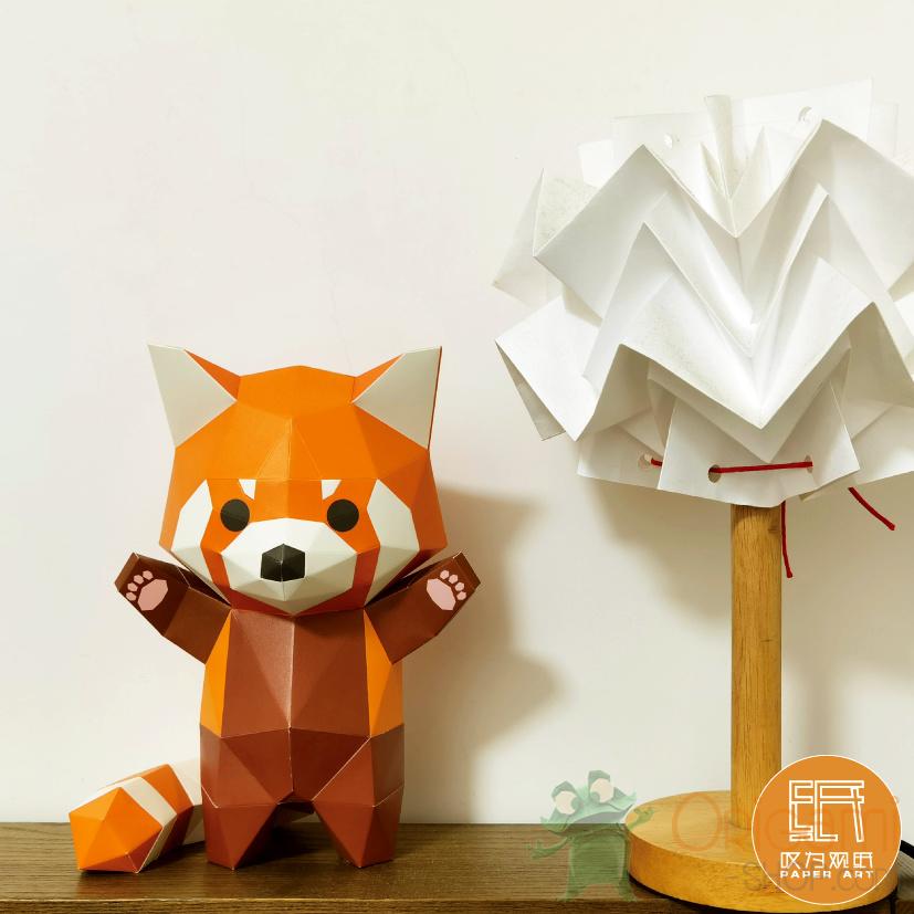 Montage Papercraft DIY Panda Roux + Colle et pinceau