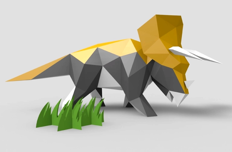 Montage Papercraft DIY Triceratops + Colle et pinceau