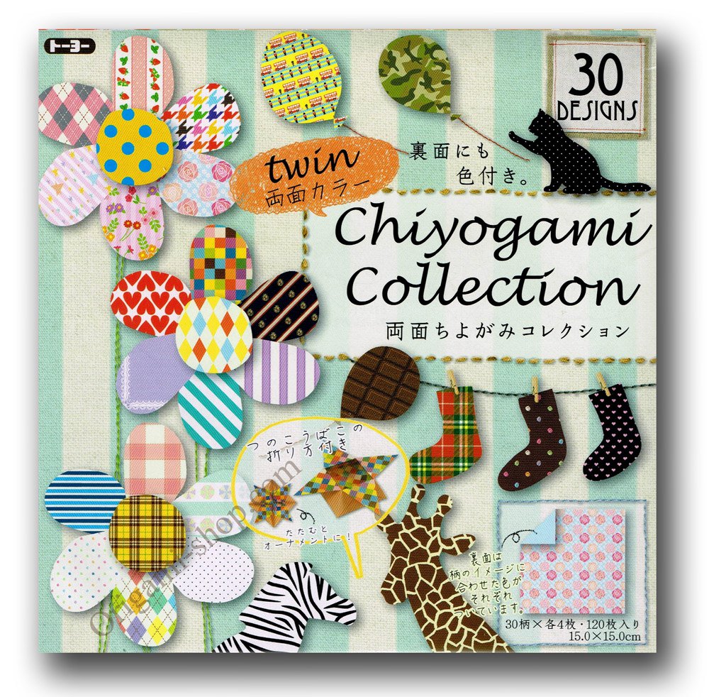 Double-sided Chiyogami Collection Twin - 30 patterns - 180 sheets - 15x15cm