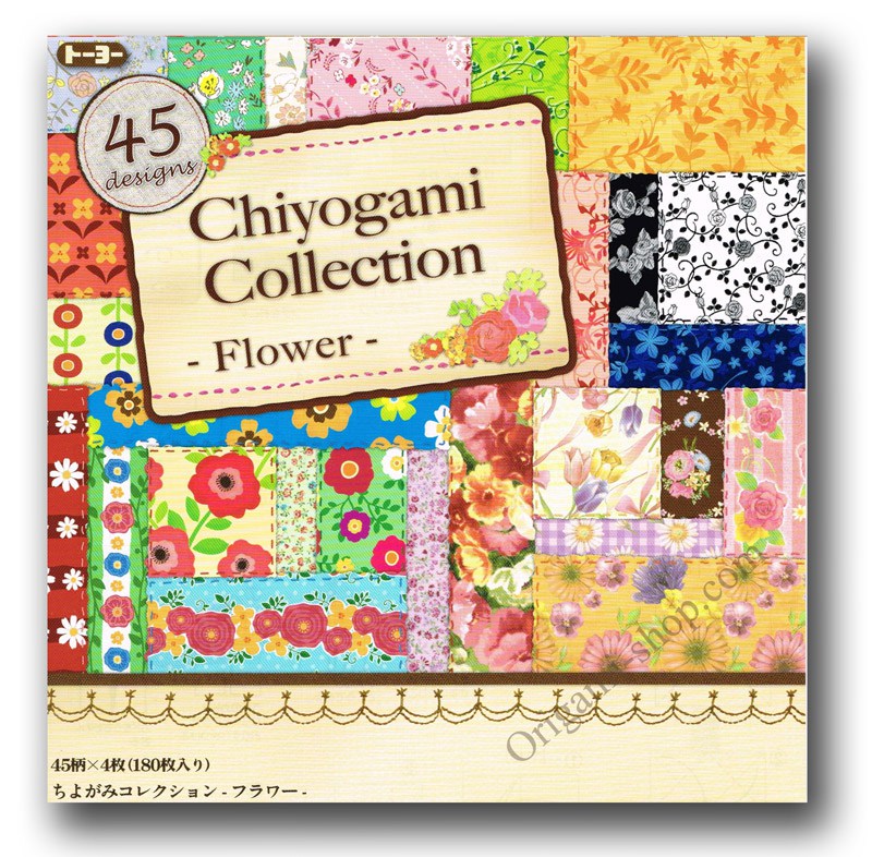 Chiyogami Collection Flower - 45 motifs - 180 feuilles - 15x15 cm