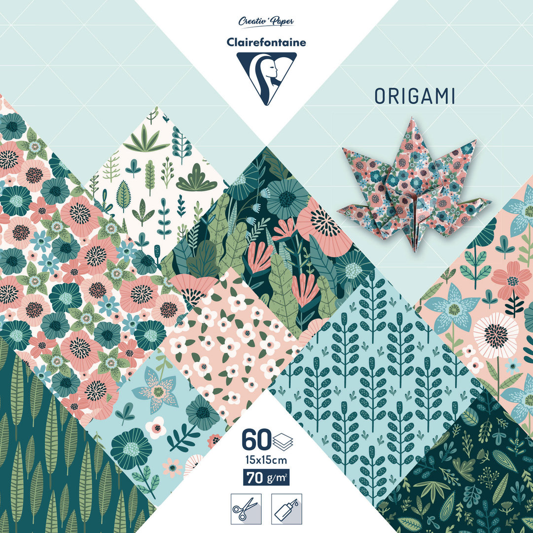 Pack 60 Origami sheets Shibori "Herbarium" - 15x15 cm