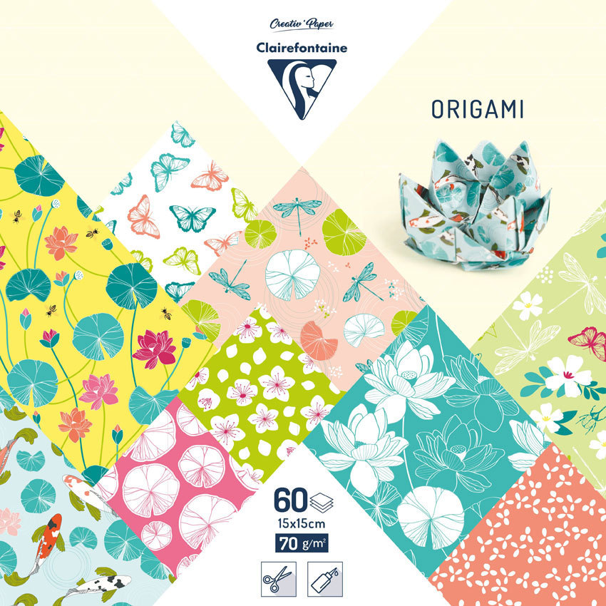 Pack 60 Origami sheets Shibori "Water lily" - 15x15 cm (6''x6'')