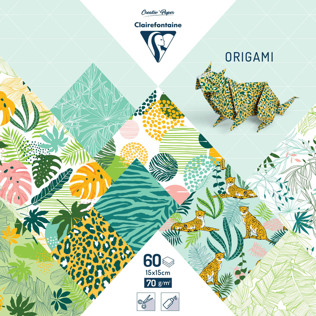 Pack 60 Origami sheets Shibori "Exotic" - 15x15 cm (6''x6'')