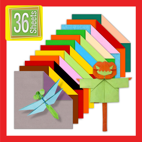Pack Double-side Mixed Kami - 12 double colors - 36 sheets - 24x24 cm (10"x 10")