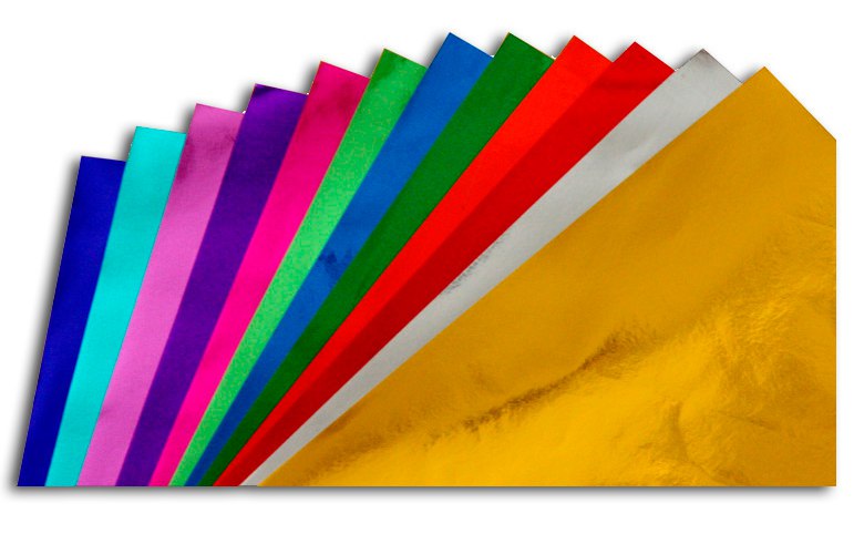Pack Papier métallisé - 12 couleurs - 24 feuilles - 35x35 cm
