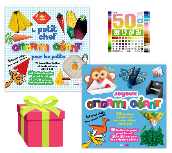 Gift Idea 7-10 years of age : 2 books for beginner + 1 pack Origami papers