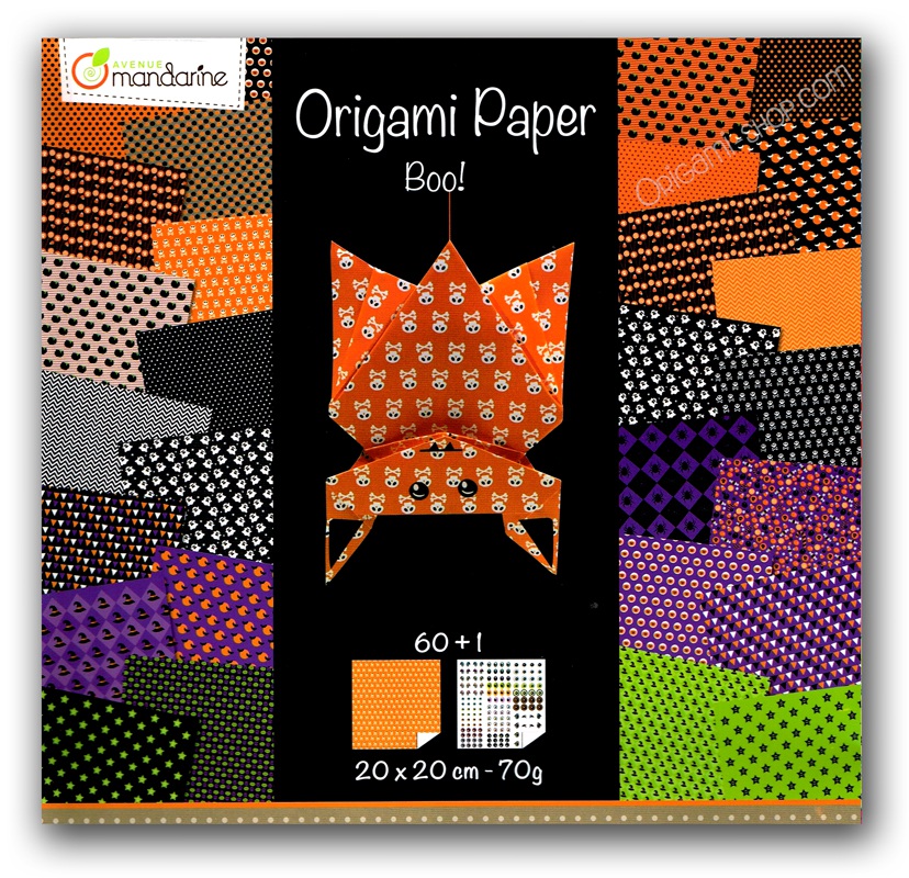 Pack Origami Paper Boo ! - 30 motifs - 60 feuilles - 20x20cm