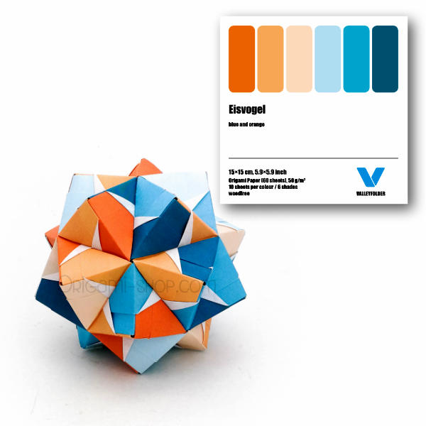 Origami Papeles "Martín pescador" Azul a Naranja - 60 sheets - 15x15 cm