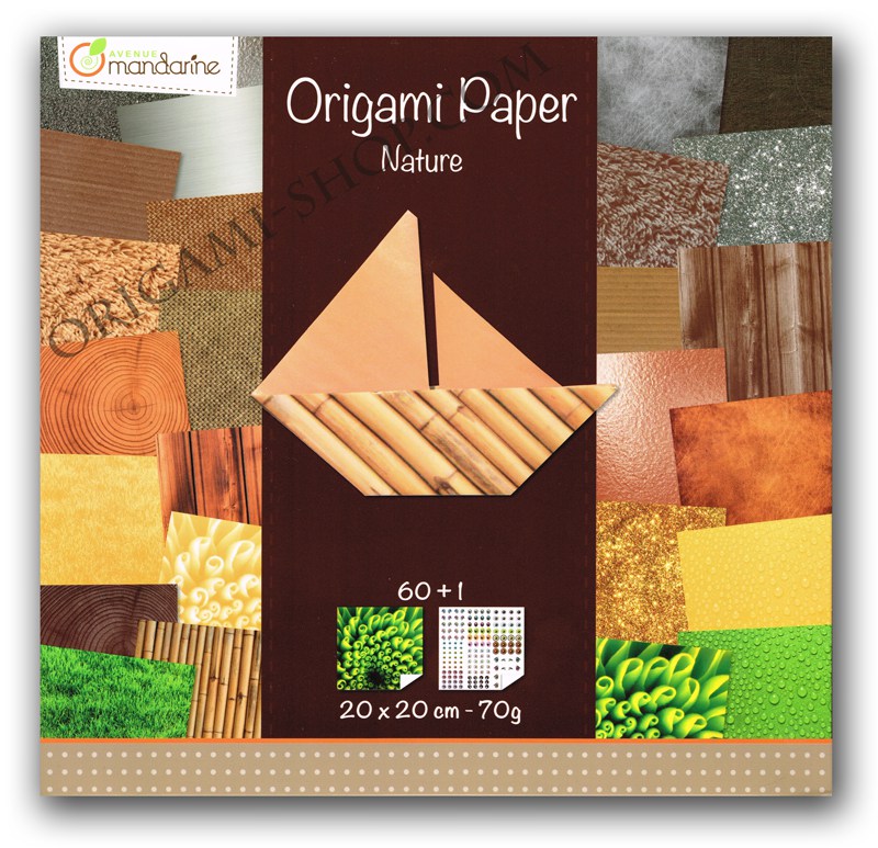 Pack Origami Paper Nature - 30 motifs - 60 feuilles - 20x20cm