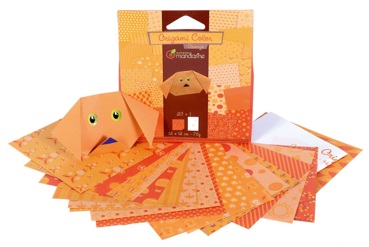 Pack: Origami Color Orange -  20 patterns - 20 feuilles - 12x12cm (5"x5")