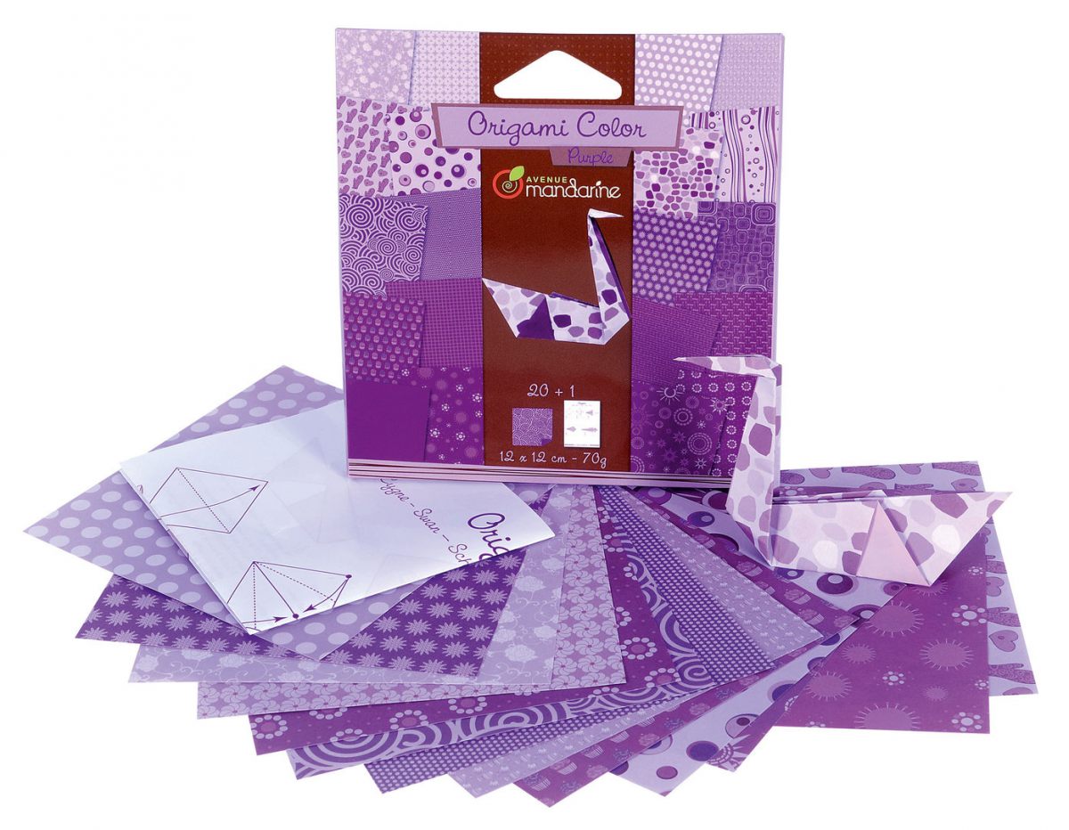 Pack Origami Color Violet - 20 motifs - 20 feuilles - 12x12cm