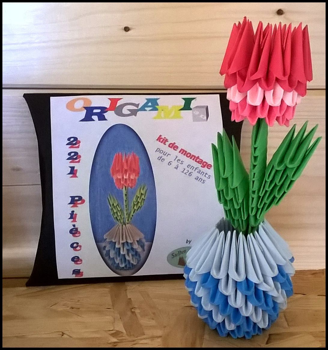 Kit 3D : Fleur avec Pot Bleu - 221 modules