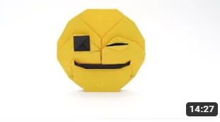 5 sheets Duo Extra Large Red/Yellow - ORIGAMI EMOJI WINK FACE