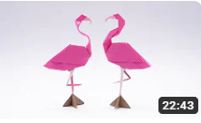 5 papiers  Duo Extra Large - 20x20 cm - FLAMANT ROSE ORIGAMI