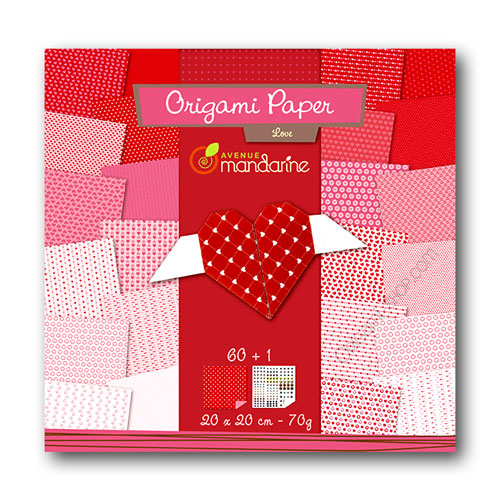 Pack Origami Paper Love - 30 motifs - 60 feuilles - 20x20cm