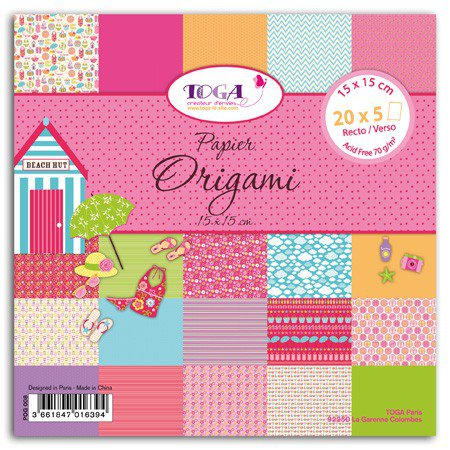 Pack Origami Toga Beach Girl - 20 motifs - 100 feuilles - 15x15cm