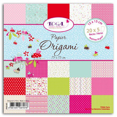Pack: Origami Toga Ladybirds - 20 patterns - 100 sheets - 15x15cm