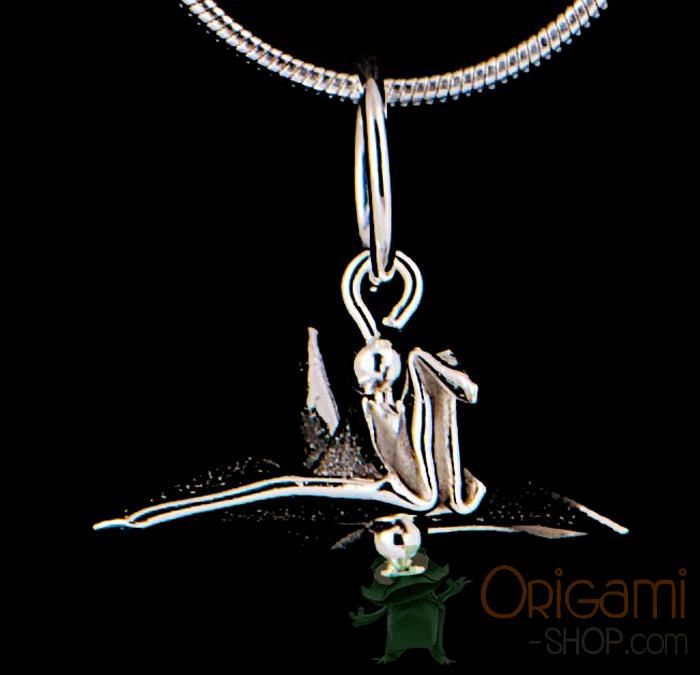 Silver small crane pendant