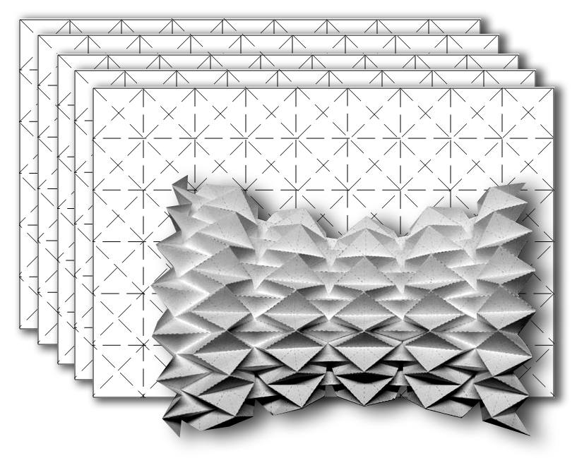 Pack: Water Bomb Base Precrease sheets for Tesselations - 5 sheets - 1 pattern - 41x56 cm (16\"x22\")