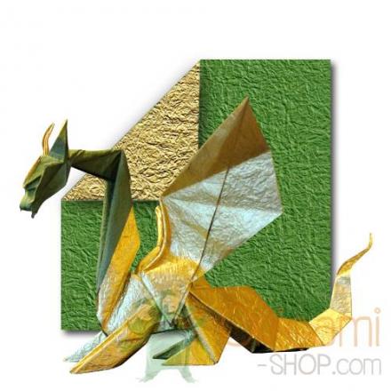 japanese paper - origami paper - papier japonais - papier pochette papier  argenté 15 x 15 - 7,5 x 7,5 - double face